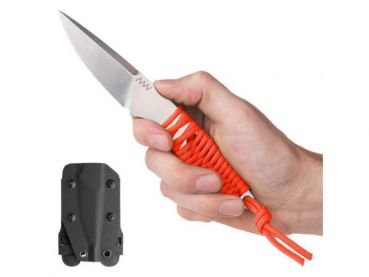 feststehendes Messer mit orangefarbenem Paracord Griff